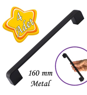 4 Adet Oval Marmara Kulp 160 mm Siyah Mutfak Kulpu Çekmece Dolap Kapak Kulbu Metal  Mobilya Dolabı