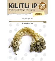 Kilitli İp Renkli Asmalı Etiket Bağlama İpi Lock String Tag Rope 100 Adet Gold-T369 (Renksiz)