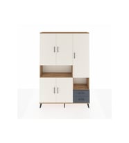 Arges Dolap 10 Raflı 2 Çekmeceli 5 Kapaklı 132x30x195 Çam-Aytaşı/Antrasit
