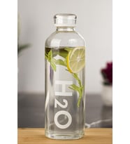 H2o Borosilikat Cam Matara Vakum Kapaklı Su Şişesi Suluk Beyaz 1000 ML