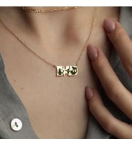 Kişiye Özel 925 Ayar Gümüş Baba Kız Silüet Dad Yazılı Kolye (Gold)