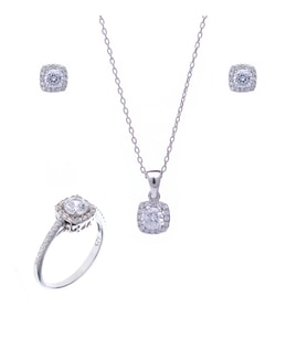 Zirkon Taşlı 925 Ayar Gümüş Kadın Üçlü Tektaş Set