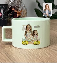 Kişiye Özel Karikatürlü Anne Kız Anneye Hediye Lüks Pastel Fincan Anneler Günü Hediyesi