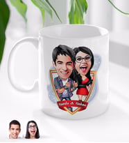 BK Gift Kişiye Özel İsimli Sevgililer Karikatürlü Beyaz Kupa Bardak-1