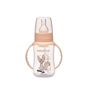 Baby Time Silikon Kiraz Uçlu Kulplu Biberon 150 Ml - Krem (Renksiz)