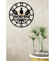 Gowpenart Mutfak - Cafe - Restoran Kişiselleştirilebilir Rakamlı Metal Siyah Duvar Saati - Hediye Saat - 50 x 50 Cm