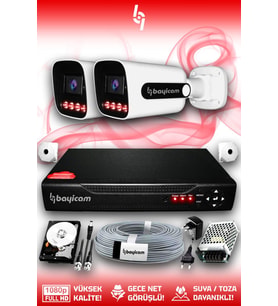 Bayicam 2 Kameralı Zebra 2 Dış Kamera Set 250 GB 5 MP Full HD Gece Görüşlü Güvenlik Kamerası Sistemi