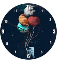 Cakatablo Astronot Balonlar Uzay Görseli Duvar Saati