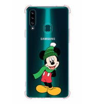 Samsung Galaxy  A20s  Köşe Korumalı Antişok Kapak Mickey Mouse Tasarımlı Şeffaf  Kılıf