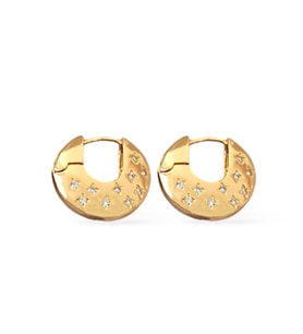 Yıldız Taşlı Oval Halka Çelik Küpe (Gold)