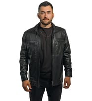 Cengiz Khan Siyah Hakiki Deri Erkek Ceket Klasik ve Modern Tasarım