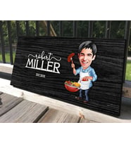 BK Gift Kişiye Özel Barbekü Karikatürlü Kabartma Tasarım Antik Siyah (Ebony) Ahşap Tabela-3, Dekoratif Tabela, Rustik Ev Dekorasyonu, Duvar Dekoru