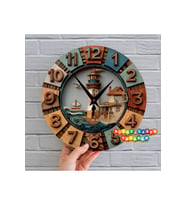 Bilge Ahşap RETRO TASARIM 2D görünümlü ( kabartma degildir) Dekoratif duvar Saati (Siyah)