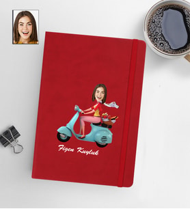 Kişiye Özel Kadın Model 13x21 Kırmızı Defter-52