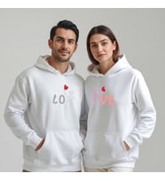 Sevgililer Günü Özel Kombin, 2 Ürün Kapüşonlu Hoodie Sweatshirt (Beyaz)