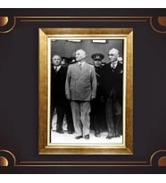 Altın Varaklı Çerçeveli Paspartulu Atatürk Tablo nl02A265 (Gold)