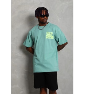 Erkek Baskılı T-Shirt Kısa Kol Bisiklet Yaka Regular Fit Tişört - Mint Yeşili