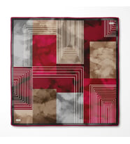 Geometrik Desen Twill İpek Eşarp-0941 (Kırmızı)