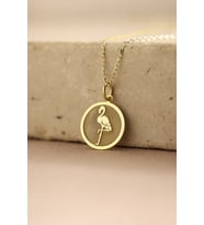 Kişiye Özel 925 Ayar Gümüş Flamingo Figürlü Şık Kolye (Gold)