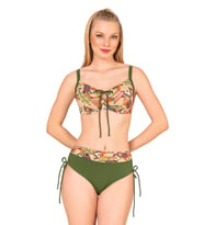 Endeep Kadın Büyük Beden Balenli Destekli Kolaj Desenli Bikini Takımı (Yeşil)