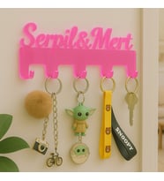 Kişiye Özel Akrilik Anahtarlık Askısı (Pembe)