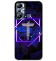 İnfinix Hot 20i Kılıf HD Desen Baskılı Kılıf - Dark Neon Yaprak T Harfi