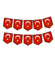 Türk Bayrağı Zigzak Flama Karton Banner Okul Süsleme - 1 Adet