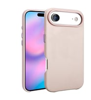 Apple iPhone 17 Air Kılıf Wireless Şarj Özellikli PU Deri Görünümlü Kupra Kapak (Pembe)