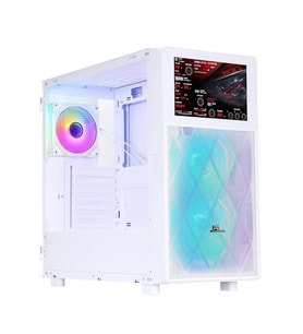 POWERBOOST PB-P4367BW 3-RGB FANLI LCD EKRANLI GAMING MID-TOWER PC KASASI BEYAZ