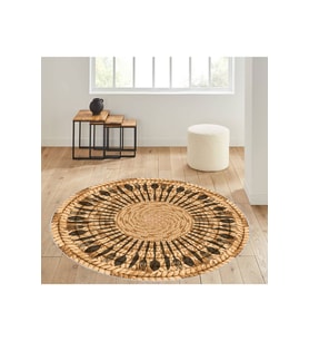 Eliana Home Baskılı, Yıkanabilir Kaymaz Taban Yuvarlak Halı LNA7056-SD328 120x120 cm (Kahverengi)