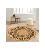 Eliana Home Baskılı, Yıkanabilir Kaymaz Taban Yuvarlak Halı LNA7056-SD328 120x120 cm (Kahverengi)