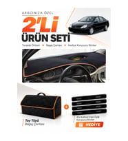 e-biz CİTROEN C5 (2001-2004) Uyumlu Torpido Örtüsü + Tay Tüyü Çanta - Siyah-Kahverengi - CI007