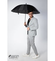 Marlux Siyah Baston 24 Fiber Tel Hakiki Deri Saplı Ultra Premium Protokol Şemsiye M21MAR1024R001