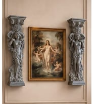 2'li 40 Cm Antik İşlemeli 3 Boyutlu Duvar Heykeli Seti Antik Roma Yunan Heykel Seti