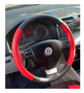 DİKİŞLİ DİREKSİYON KILIFI İTHAL SİYAH KIRMIZI DERİ SİYAH DİKİŞLİ VOLKSWAGEN GOLF İÇİN