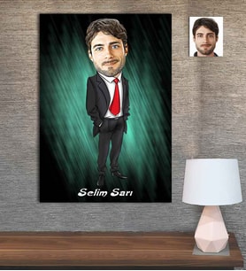 Kişiye Özel Karikatür Baskılı Ahşap Tablo Öğretmen Erkek-15 30x40