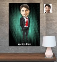 Kişiye Özel Karikatür Baskılı Ahşap Tablo Öğretmen Erkek-15 30x40