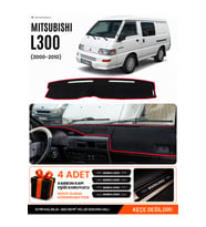 MITSUBISHI L300 (2000-2010) Uyumlu Torpido Örtüsü Torpido Kılıfı - Siyah Kırmızı