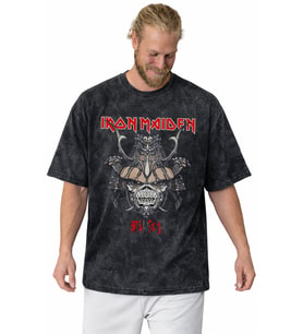 Iron Maiden Rock Metal Müzik Grubu Baskılı Unisex Oversize Vintage Yıkamalı Tişört