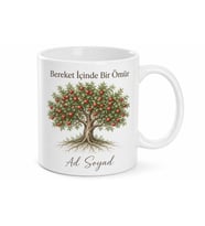 Elma Ağacı Çizimli Bereketli Hayat İsteyenlere Doğa Temalı Kupa Bardak Hediye