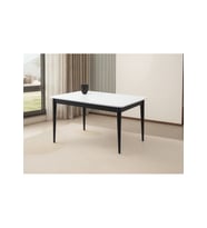 Ortadan Açılır Büyüyen Yemek Masası Beyaz-Siyah Ayaklı 90x140cm