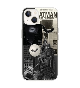 Iphone 14 Plus Uyumlu Batman Kolaj Tasarımlı Şeffaf Telefon Kılıfı