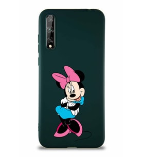 Huawei P Smart S Soft Premier Kapak Minnie Mouse-D Tasarımlı Silikon Kılıf - Yeşil (Şeffaf)