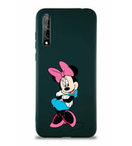 Huawei P Smart S Soft Premier Kapak Minnie Mouse-D Tasarımlı Silikon Kılıf - Yeşil (Şeffaf)