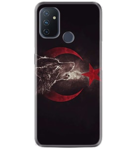 Kılıfland One Plus Nord N10 Kılıf Desenli Silikon Resimli Kapak Kurt ve Ay Yıldız Kılıf 1403