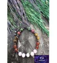 8 MM YENGEÇ BURCU DOĞAL TAŞ BİLEKLİK ( AKİK, HEMATİT,AY TAŞI, PEMBE KUVARS, KAPLANGÖZÜ,ANYOLİT, YILDIZ KUVARS)