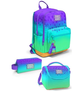 Coral High Mor Lila Renk Geçişli 3'lü Okul Çanta Seti SET0123637