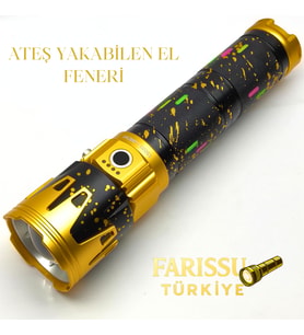 15000 Lümen 150W Ateş Yakabilen Zoomlu El Feneri 15600 mAh Güçlü Işık 15 Saat Çalışma