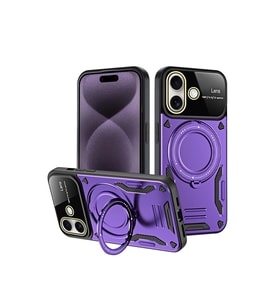 Apple İphone 16 Kılıf Joy Lens Standlı Kapak - Mor
