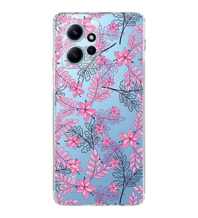 PrintiFy Xiaomi Redmi Note 12 4G Uyumlu Kamera Korumalı Floral Pembe Tasarımlı Şeffaf Kılıf